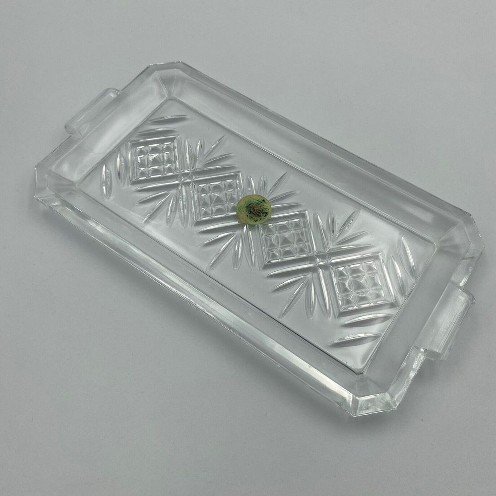 Vintage Avon Cristal d'Arques Masquerade 24% Lead Crystal Tray 9.25" x 4.75"‎